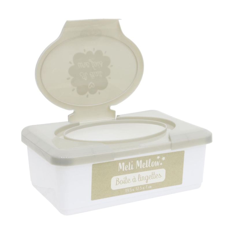 Boîte à lingettes bébé en plastique gris