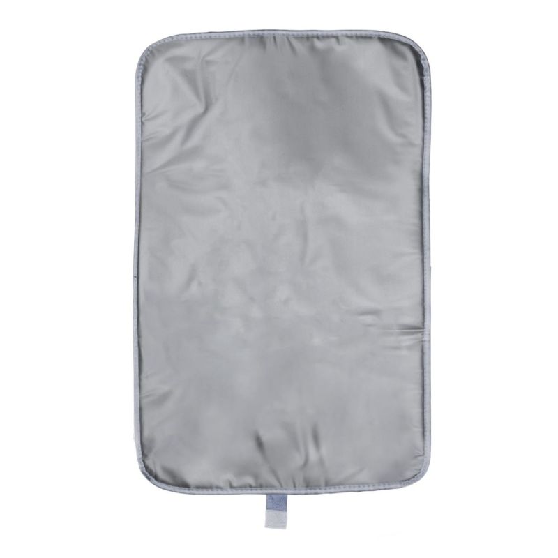 Tapis à langer de voyage en polyester imperméable gris pliable en 3 (68,5X35,5cm)