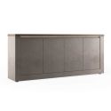 Buffet 4 portes aspect minéral bronze plateau bois Mercure avec LED - ISALIA BRONZE