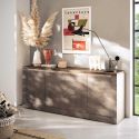 Buffet 4 portes aspect minéral bronze plateau bois Mercure avec LED - ISALIA BRONZE