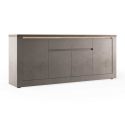 Buffet 4 portes 1 tiroir aspect minéral bronze plateau bois Mercure avec LED - ISALIA BRONZE