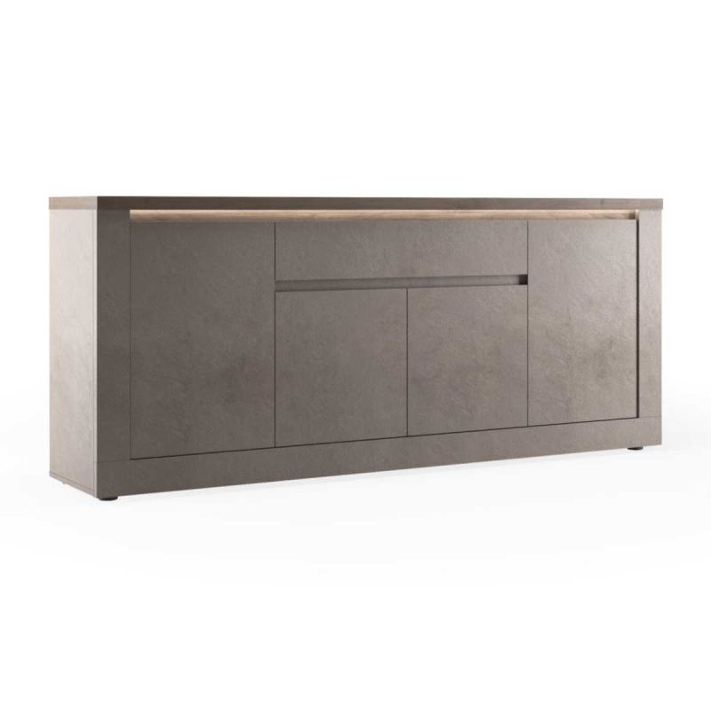 Buffet 4 portes 1 tiroir aspect minéral bronze plateau bois Mercure avec LED - ISALIA BRONZE Buffet 4 portes 1 tiroir aspect minéral bronze plateau bois Mercure avec LED - ISALIA BRONZE