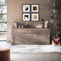 Buffet 4 portes 1 tiroir aspect minéral bronze plateau bois Mercure avec LED - ISALIA BRONZE