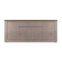 Buffet 4 portes 1 tiroir aspect minéral bronze plateau bois Mercure avec LED - ISALIA BRONZE