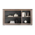 Buffet 3 portes aspect minéral bronze plateau bois Mercure avec LED - ISALIA BRONZE