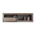 Meuble TV 2 portes aspect minéral bronze plateau bois Mercure avec LED - ISALIA BRONZE