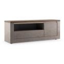 Meuble TV 1 porte aspect minéral bronze plateau bois Mercure avec LED - ISALIA BRONZE