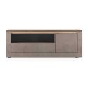 Meuble TV 1 porte aspect minéral bronze plateau bois Mercure avec LED - ISALIA BRONZE
