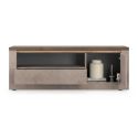 Meuble TV 1 porte aspect minéral bronze plateau bois Mercure avec LED - ISALIA BRONZE