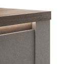 Meuble TV 1 porte aspect minéral bronze plateau bois Mercure avec LED - ISALIA BRONZE