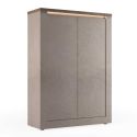 Rangement 2 portes aspect minéral bronze plateau bois Mercure avec LED - ISALIA BRONZE