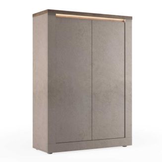 Rangement 2 portes aspect minéral bronze plateau bois Mercure avec LED - ISALIA BRONZE