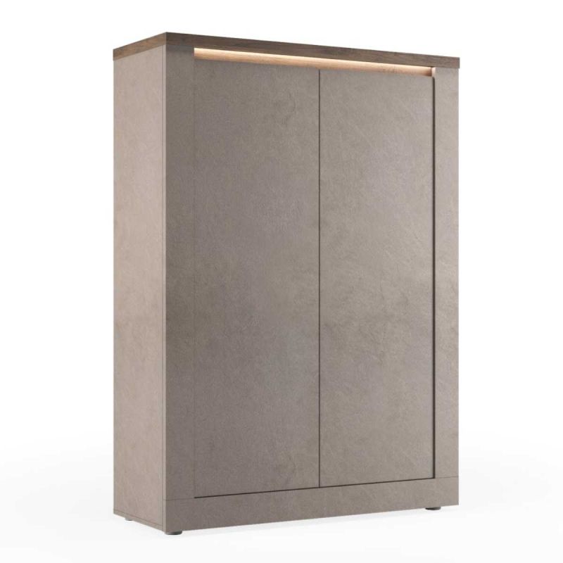 Rangement 2 portes aspect minéral bronze plateau bois Mercure avec LED - ISALIA BRONZE Rangement 2 portes aspect minéral bronze plateau bois Mercure avec LED - ISALIA BRONZE
