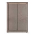 Rangement 2 portes aspect minéral bronze plateau bois Mercure avec LED - ISALIA BRONZE