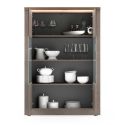 Vitrine 2 portes aspect minéral bronze plateau bois Mercure avec LED - ISALIA BRONZE