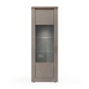Vitrine 1 porte aspect minéral bronze plateau bois Mercure avec LED - ISALIA BRONZE