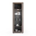 Vitrine 1 porte aspect minéral bronze plateau bois Mercure avec LED - ISALIA BRONZE