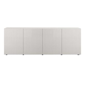 Buffet 4 portes blanc façades relief à stries verticales - JANEIRO BLANC