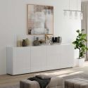 Buffet 4 portes blanc façades relief à stries verticales - JANEIRO BLANC