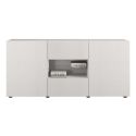 Buffet 2 portes 2 tiroirs blanc façades relief à stries verticales - JANEIRO BLANC