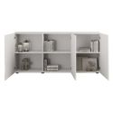 Buffet 3 portes blanc façades relief à stries verticales - JANEIRO BLANC