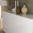 Buffet 3 portes blanc façades relief à stries verticales - JANEIRO BLANC