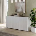 Buffet 3 portes blanc façades relief à stries verticales - JANEIRO BLANC