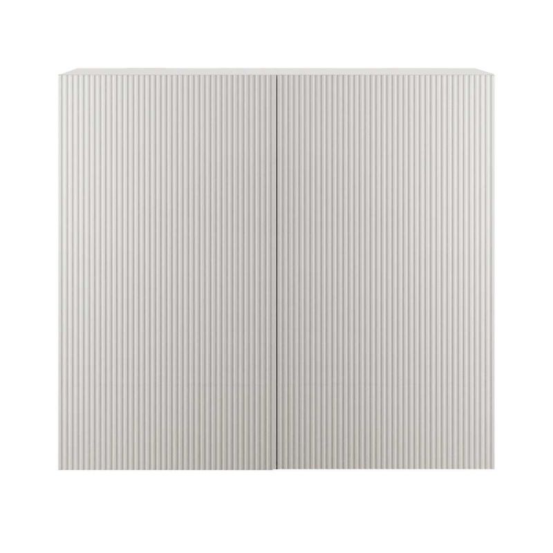 Rangement 2 portes blanc façades relief à stries verticales - JANEIRO BLANC Rangement 2 portes blanc façades relief à stries verticales - JANEIRO BLANC