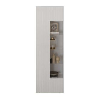 Vitrine 1 porte blanc façades relief à stries verticales - JANEIRO BLANC