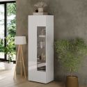 Vitrine 1 porte blanc façades relief à stries verticales - JANEIRO BLANC