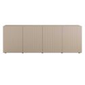 Buffet 4 portes beige façades relief à stries verticales - JANEIRO BEIGE