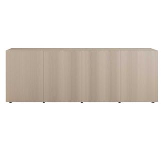 Buffet 4 portes beige façades relief à stries verticales - JANEIRO BEIGE