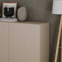 Buffet 4 portes beige façades relief à stries verticales - JANEIRO BEIGE