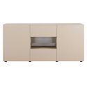 Buffet 2 portes 2 tiroirs beige façades relief à stries verticales - JANEIRO BEIGE