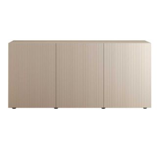 Buffet 3 portes beige façades relief à stries verticales - JANEIRO BEIGE