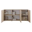 Buffet 3 portes beige façades relief à stries verticales - JANEIRO BEIGE