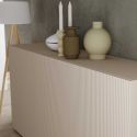 Buffet 3 portes beige façades relief à stries verticales - JANEIRO BEIGE