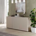 Buffet 3 portes beige façades relief à stries verticales - JANEIRO BEIGE