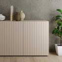 Buffet 3 portes beige façades relief à stries verticales - JANEIRO BEIGE