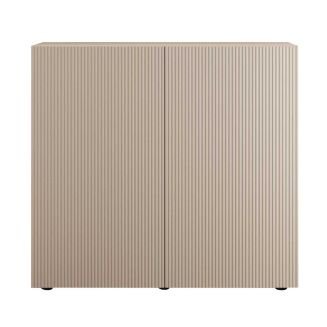 Rangement 2 portes beige façades relief à stries verticales - JANEIRO BEIGE