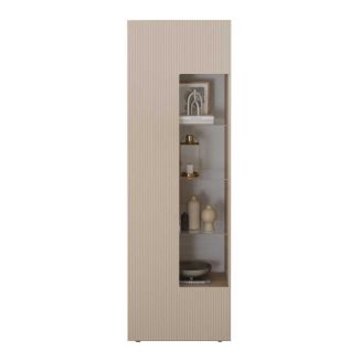 Vitrine 1 porte beige façades relief à stries verticales - JANEIRO BEIGE