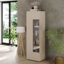 Vitrine 1 porte beige façades relief à stries verticales - JANEIRO BEIGE