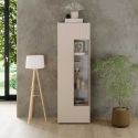 Vitrine 1 porte beige façades relief à stries verticales - JANEIRO BEIGE