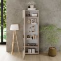 Vitrine 1 porte beige façades relief à stries verticales - JANEIRO BEIGE