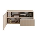 Meuble TV 1 porte 1 tiroir beige façades relief à stries verticales - JANEIRO BEIGE
