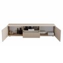 Meuble TV 2 portes 1 tiroir beige façades relief à stries verticales - JANEIRO BEIGE