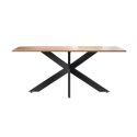 Table repas plateau aspect bois Cadiz pieds araignée en métal noir - ATHENA
