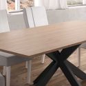 Table repas plateau aspect bois Cadiz pieds araignée en métal noir - ATHENA