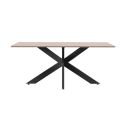 Table repas plateau laqué beige pieds araignée en métal noir - ATHENA