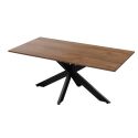 Table repas plateau aspect bois Mercure pieds araignée en métal noir - ATHENA